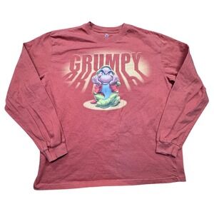 Disney Store "Seven Dwarfs Grumpy" T-Shirt Mens L Orange Long Sleeve Graphic Tee
